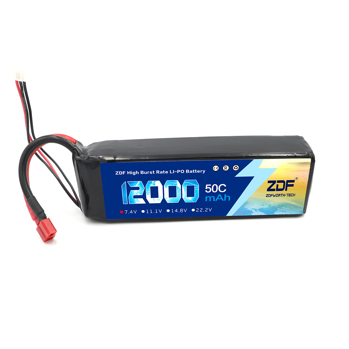 ZDF 7.4V Lipo 12000 mAh 50C 2S - Drone Rc Truck recension och pris