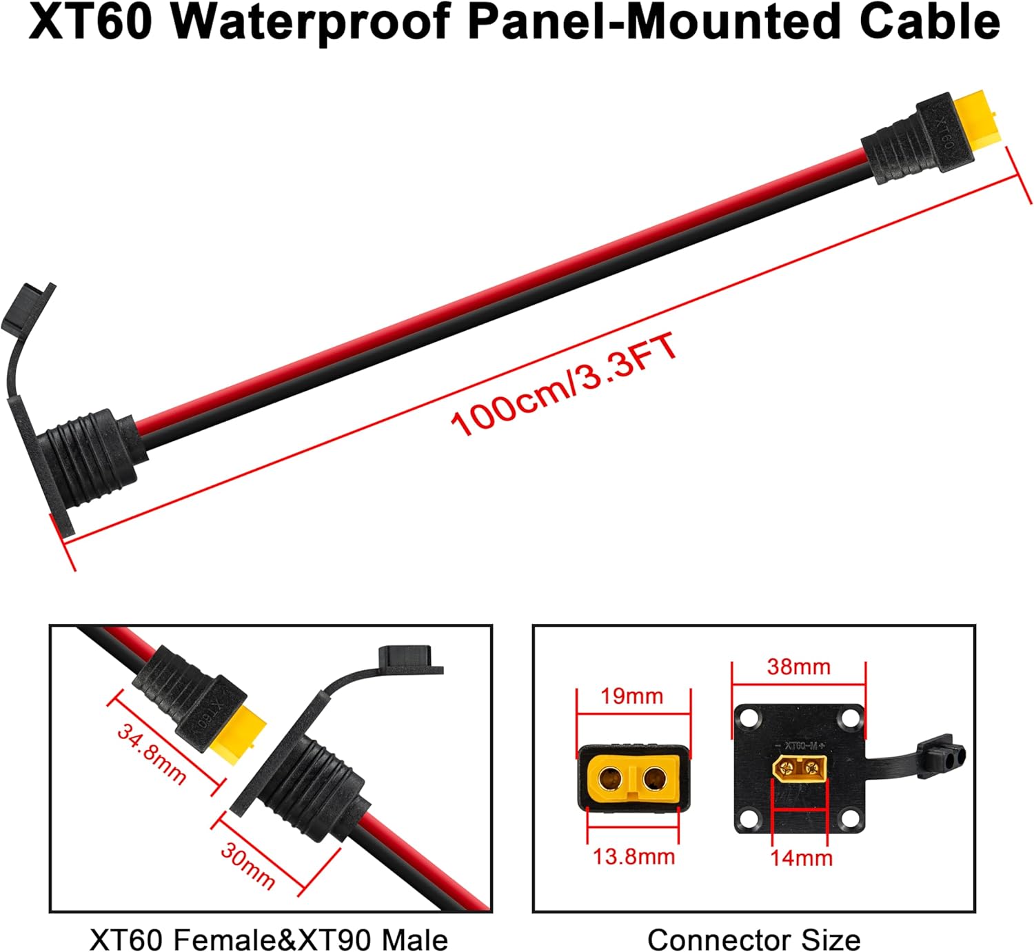 JMUYTOP 12AWG XT60 Panel Mount - Drone Bike Rc recension och pris