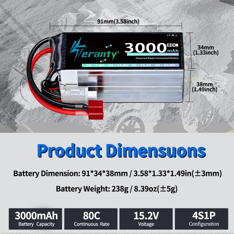 2Pcs TERANTY 14.8V 15.2V Lipo  - Drone Rc Truck recension och pris